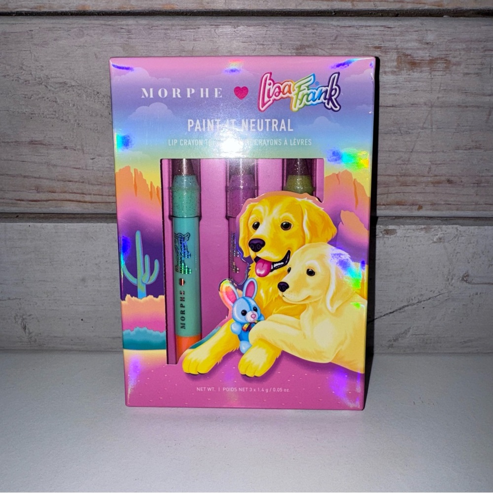 Morphe X Lisa Frank Paint It Playful Neutral Lip Crayon Trio Limited Puppies NIB - Picture 2 of 4
